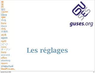 Les réglages

samedi 20 juin 2009                  12
 