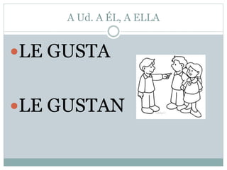 A Ud. A ÉL, A ELLA
LE GUSTA
LE GUSTAN
 