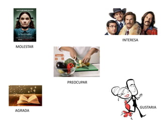 MOLESTAR 
INTERESA 
PREOCUPAR 
AGRADA 
GUSTARIA 
 