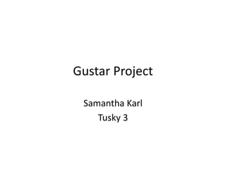 Gustar Project
Samantha Karl
Tusky 3
 
