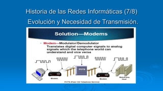 Historia de las Redes Informáticas (7/8)
Evolución y Necesidad de Transmisión.
 