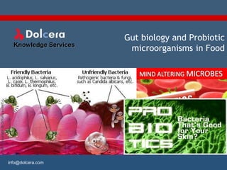 Gut biology and Probiotic
  Knowledge Services
                        microorganisms in Food




info@dolcera.com
 
