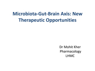Microbiota-Gut-Brain Axis: New
Therapeutic Opportunities
Dr Mohit Kher
Pharmacology
LHMC
 