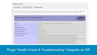 Plugin "Health Check & Troubleshooting“ integrado ao WP
 