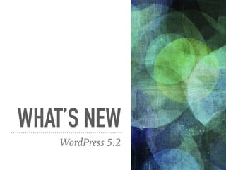 WHAT’S NEW
WordPress 5.2
 