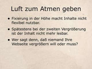 Gute Seiten, Schlechte Seiten - Webmontag Edition