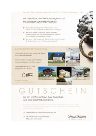 Gutschein Wertgutachten - Finest Homes Immobilien Salzburg