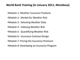 Introducing future trainings on index insurance