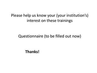 Introducing future trainings on index insurance