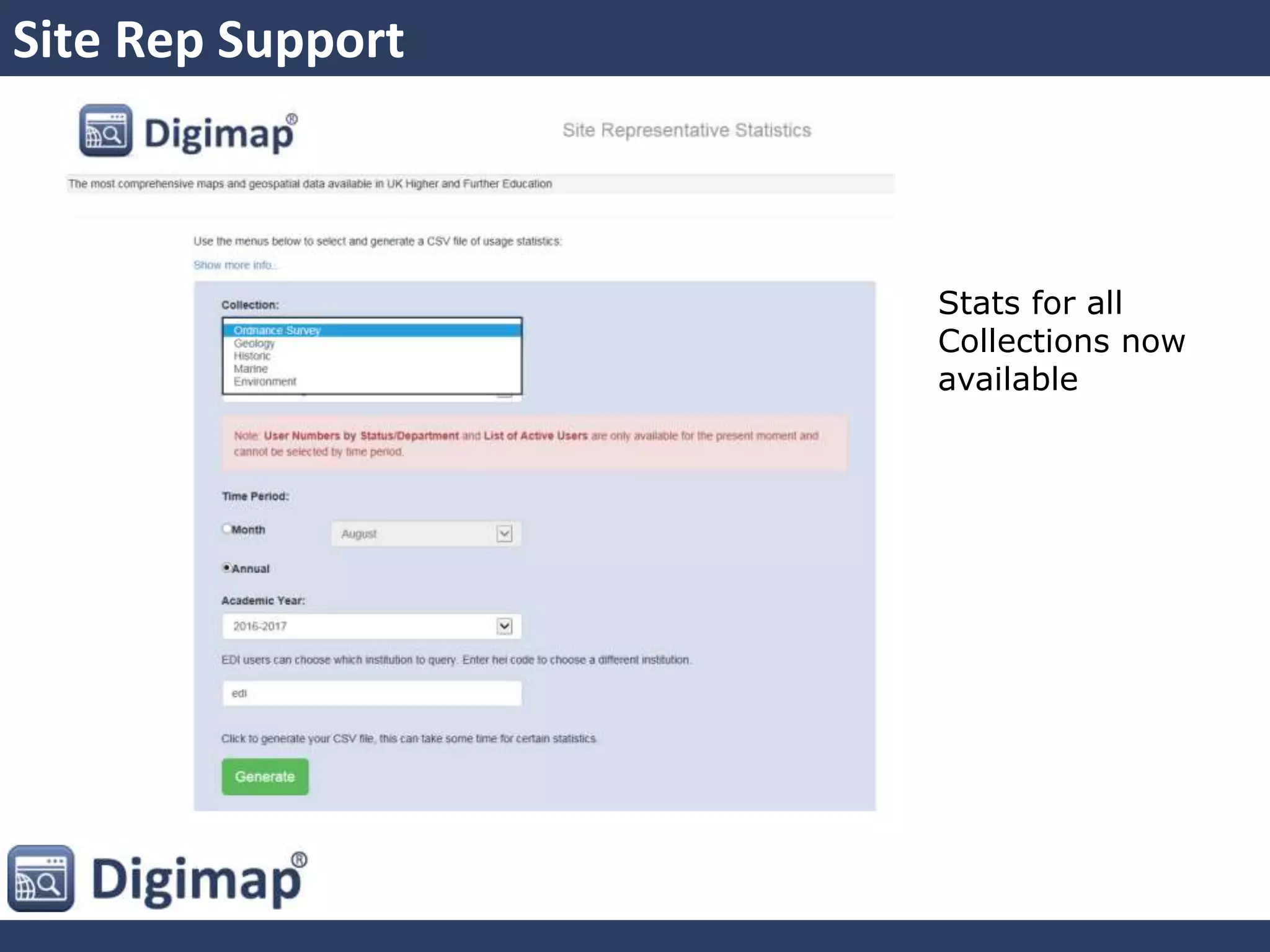 Site Rep Support
Stats for all
Collections now
available
 
