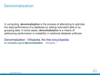 Dell Software Group24
Denormalization
 