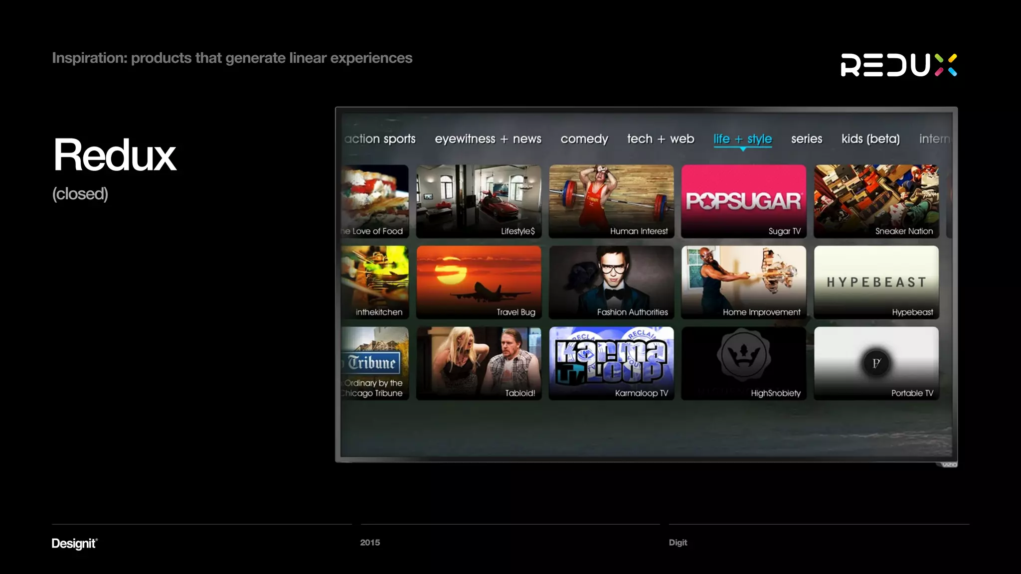 Digit 2015
Summary
Perhaps by taking fragmented, distributed
pieces of information and linearizing them into
a finite experience, we can make them
resonate in today’s world?
2014
 