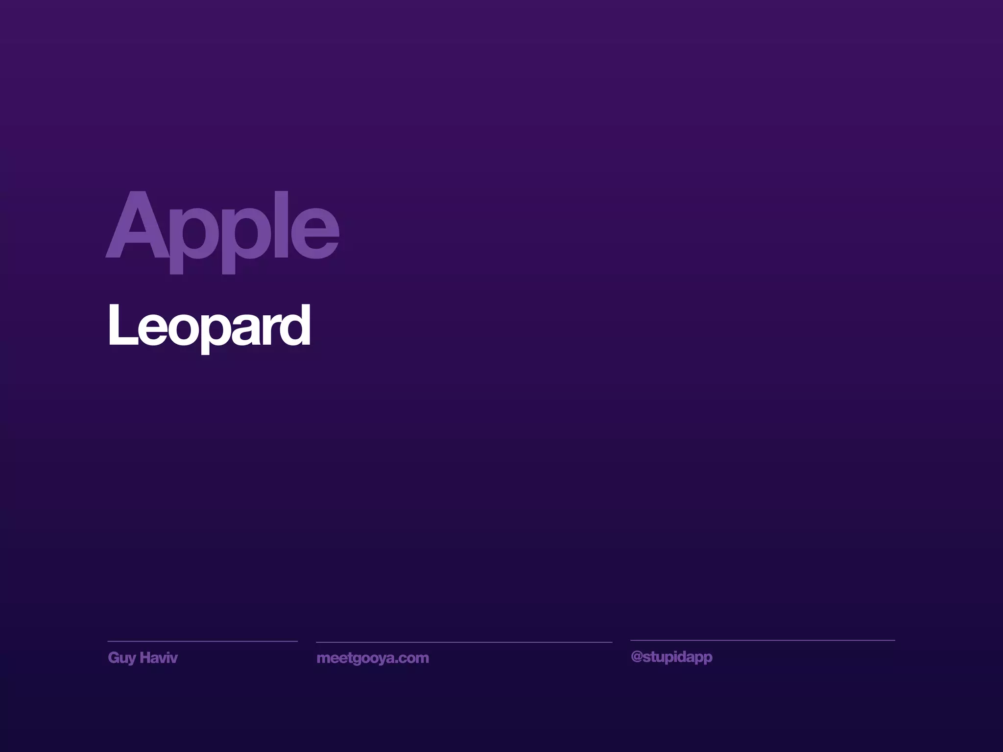 Guy Haviv meetgooya.com @stupidapp
Apple
Leopard
 