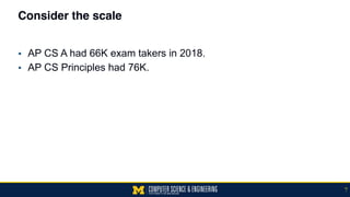 Consider the scale
▪ AP CS A had 66K exam takers in 2018.
▪ AP CS Principles had 76K.
7
 
