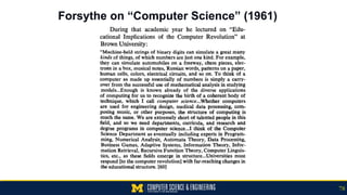 Forsythe on “Computer Science” (1961)
78
 
