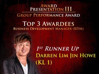 1st Runner Up
Darren Lim Jin Howe
(KL 1)
 