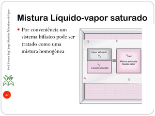 Mistura Líquido-vapor saturado
Prof.DoutorEngºJorgeNhambiu◊GeradoresdeVapor
47
—  Por conveniência um
sistema bifásico pode ser
tratado como uma
mistura homogénea
 