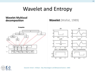 Wavelet and Entropy
Wavelet Multiscal
decomposition Wavelet (Mallat, 1989)
Giacomo Veneri – EVALab - Dep. Neurological and Behavioral Science - UNISI
16
 