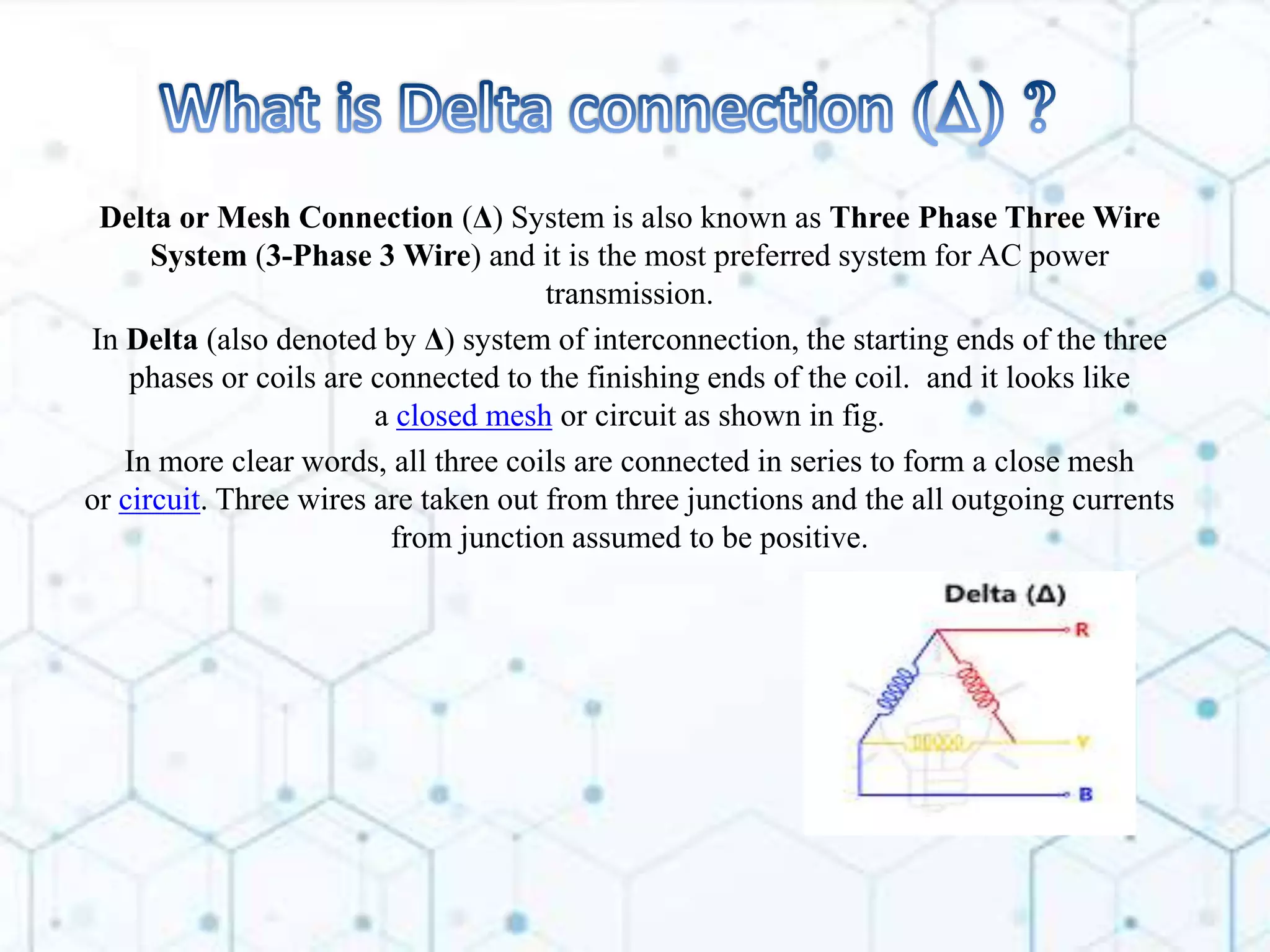 Delta connection (line and phase quantities)