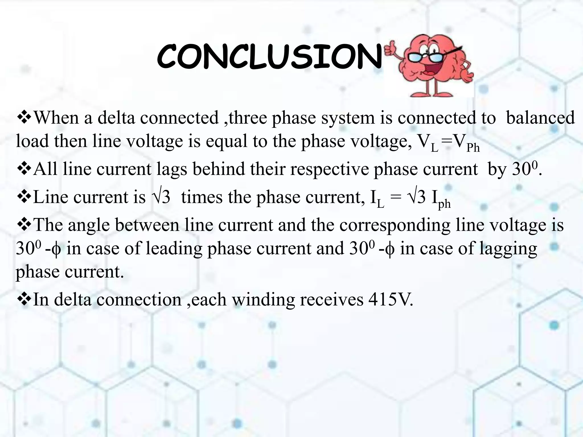 Delta connection (line and phase quantities)