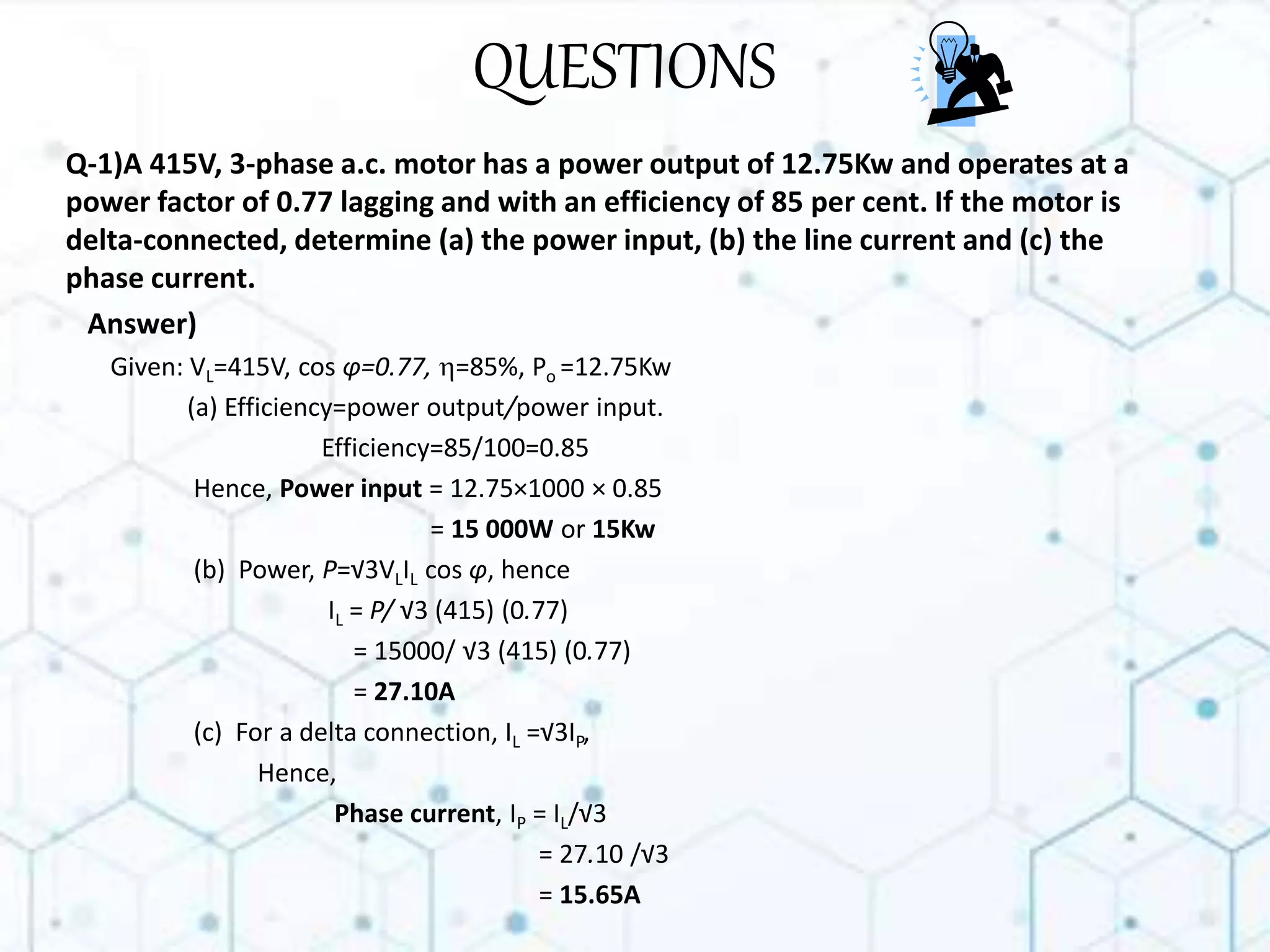 Delta connection (line and phase quantities)