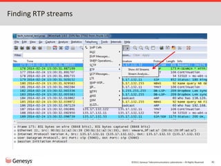 ©2012, Genesys Telecommunications Laboratories – All Rights Reserved 41
Finding RTP streams
 