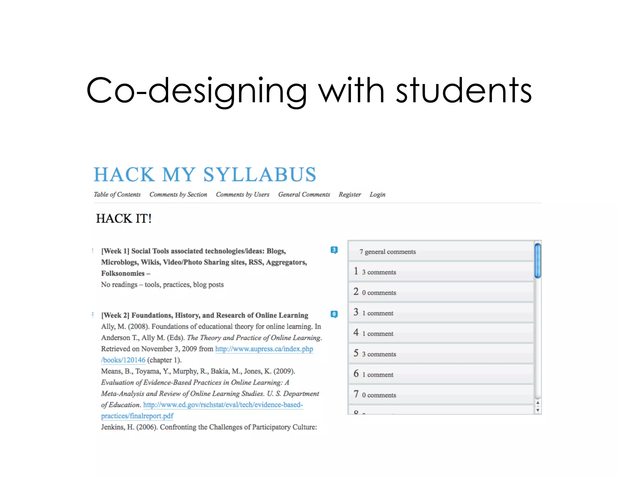 Co-designing with students
 