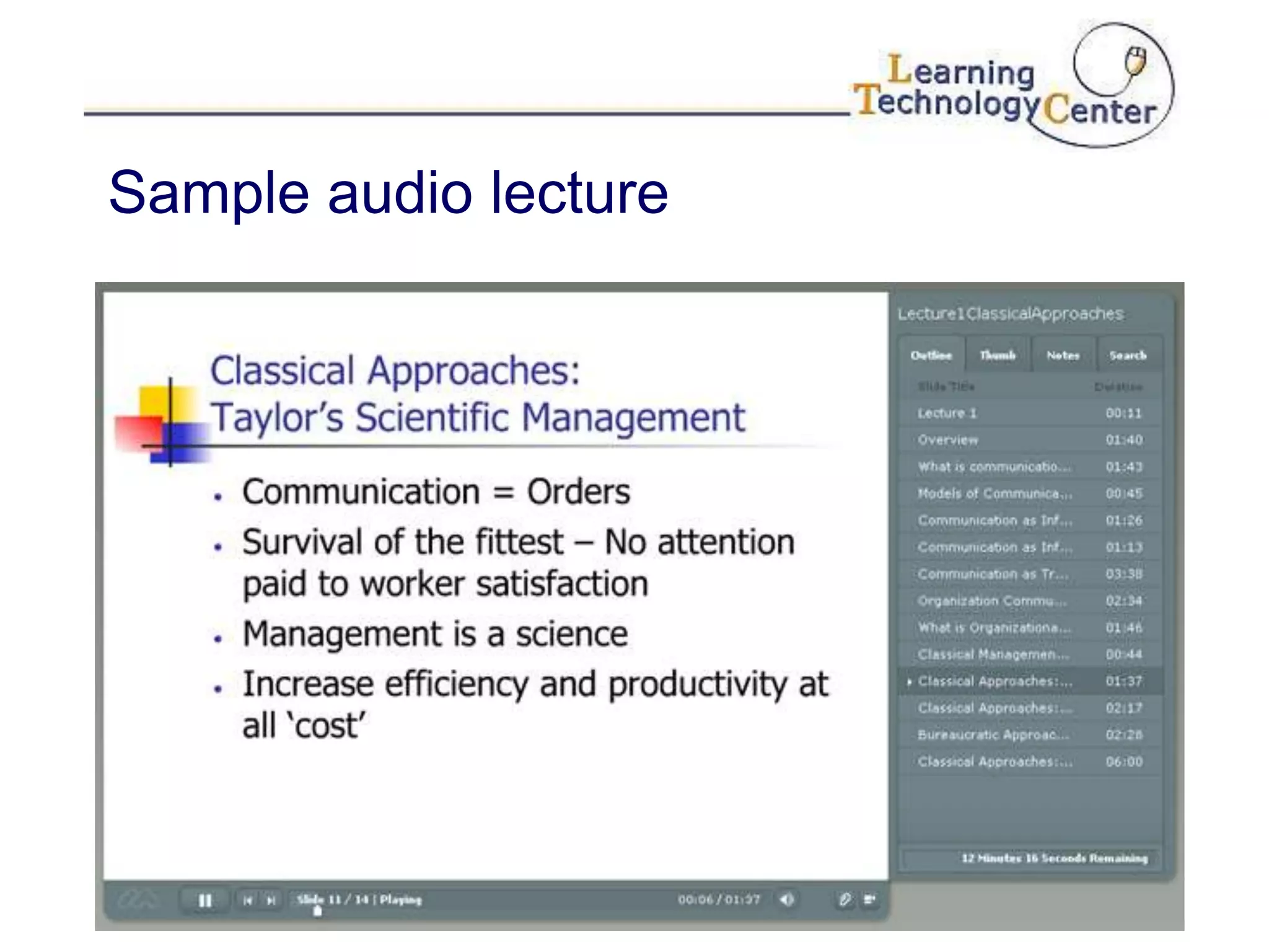 Sample audio lecture
 