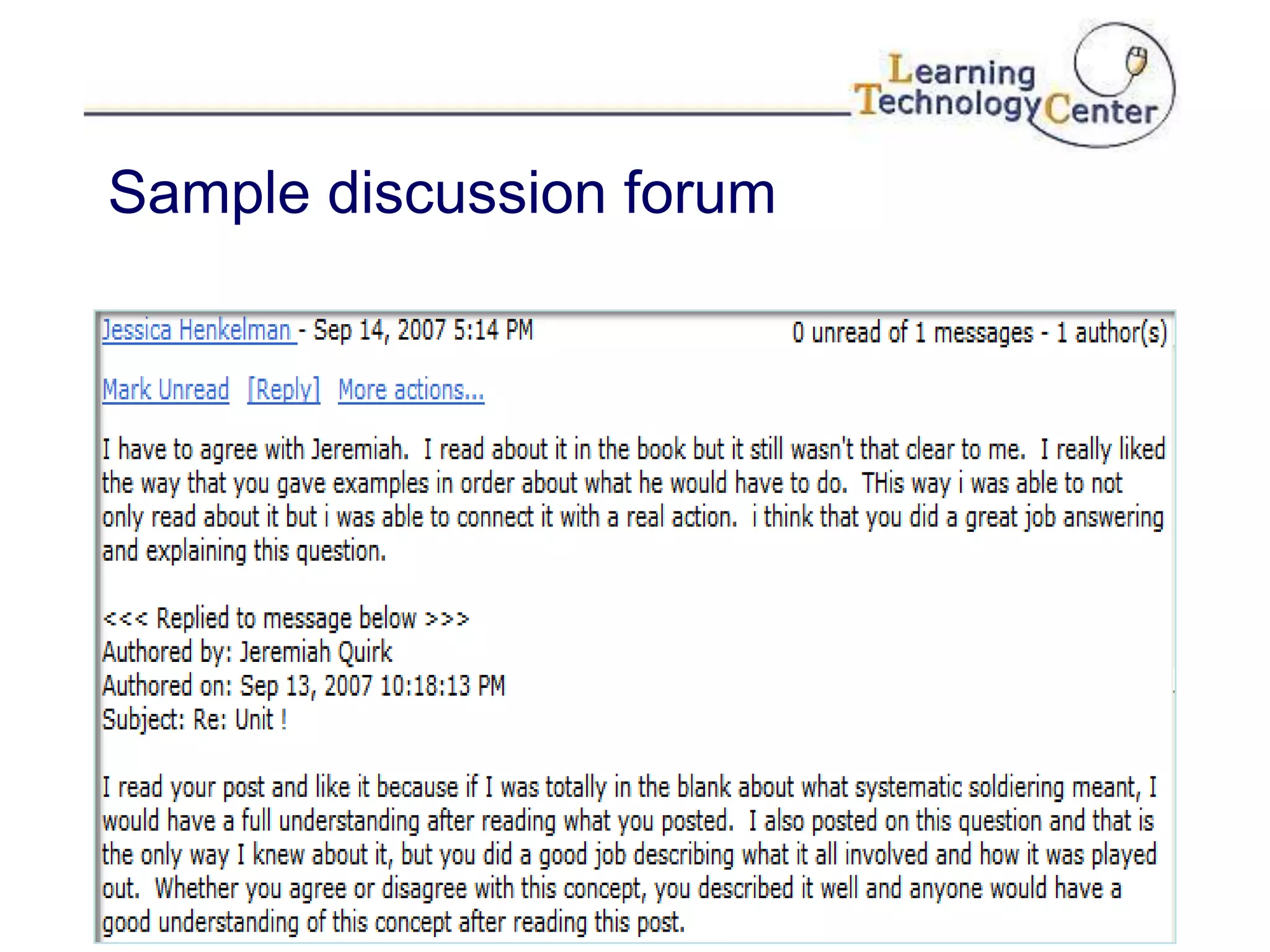 Sample discussion forum
 