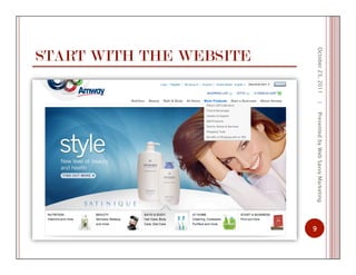 START WITH THE WEBSITE
October23,2011
9
|PresentedbyWebSavvyMarketing
 