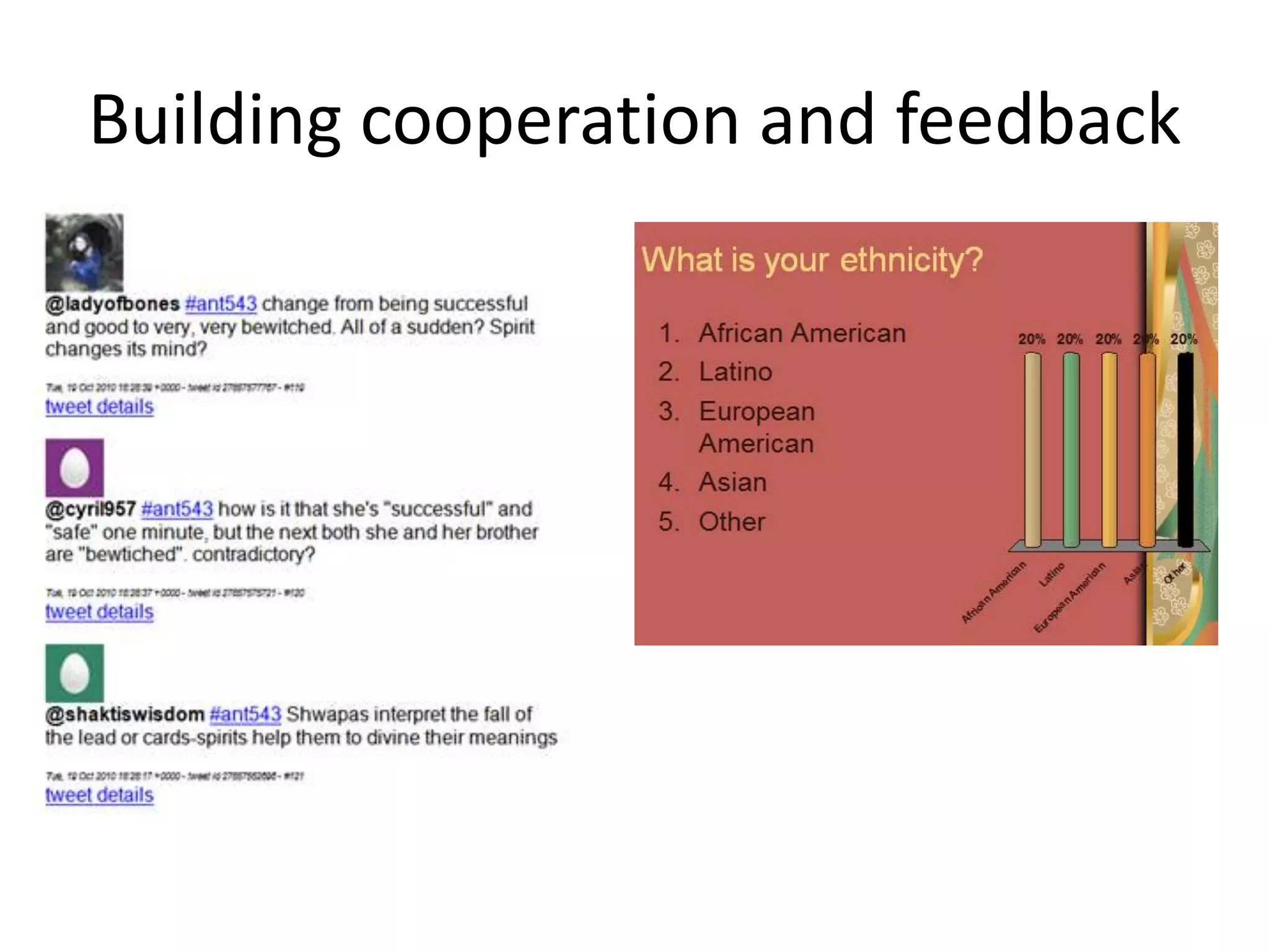 Building cooperation and feedback
 