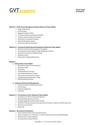 Gvt Training Program Comprehensive Advanced HR Generalist Training by GVT Academy | PDF
