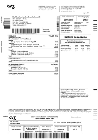 Gvt fatura segunda via | PDF