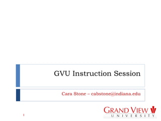 GVU Instruction Session Cara Stone – cabstone@indiana.edu 