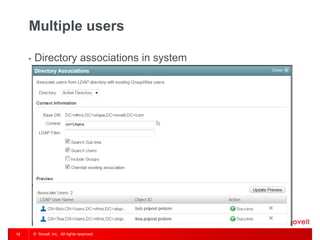 © Novell, Inc. All rights reserved. 
12 
Multiple users 
•Directory associations in system  