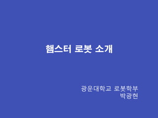 햄스터 로봇 소개
광운대학교 로봇학부
박광현
 