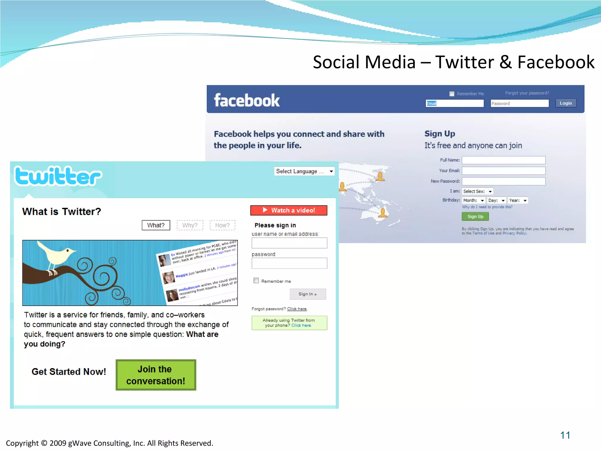 Social Media – Twitter & Facebook 