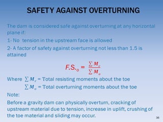 Gravity dam stability analysis | PDF