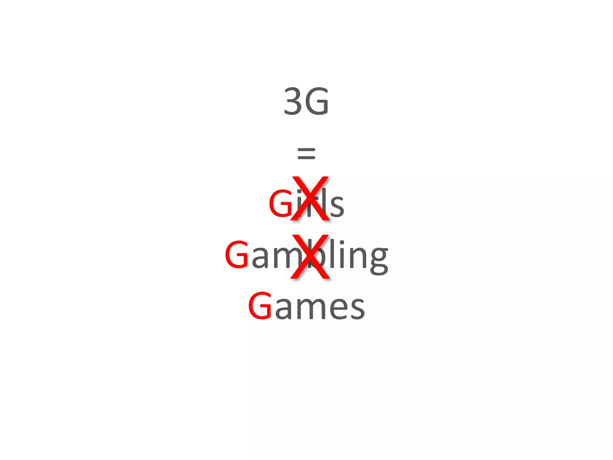 3G
    =
   X
  Girls
   X
Gambling
 Games
 