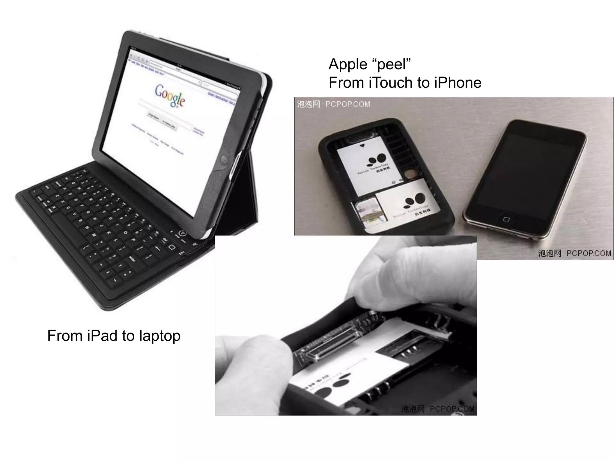 Apple “peel”
                      From iTouch to iPhone




From iPad to laptop
 
