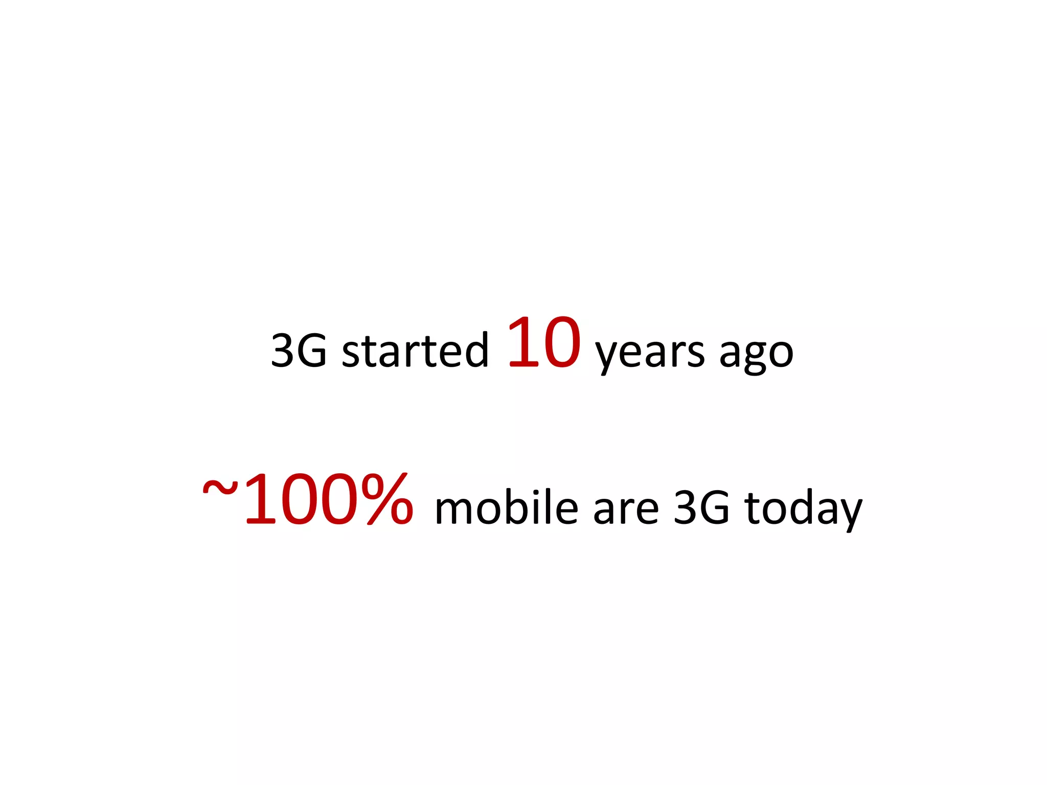 3G started 10 years ago


~100% mobile are 3G today
 