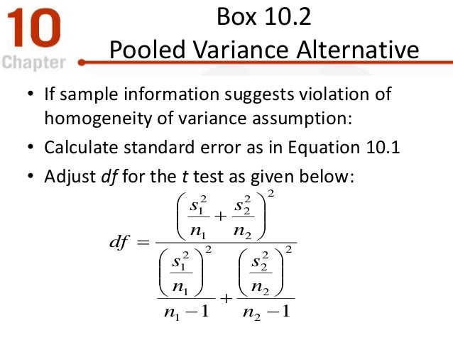 The t Test for Two Independent Samples