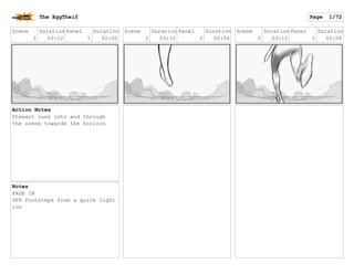 Scene
2
Duration
03:12
Panel
1
Duration
02:00
Action Notes
Stewart runs into and through
the scene towards the horizon
Not...