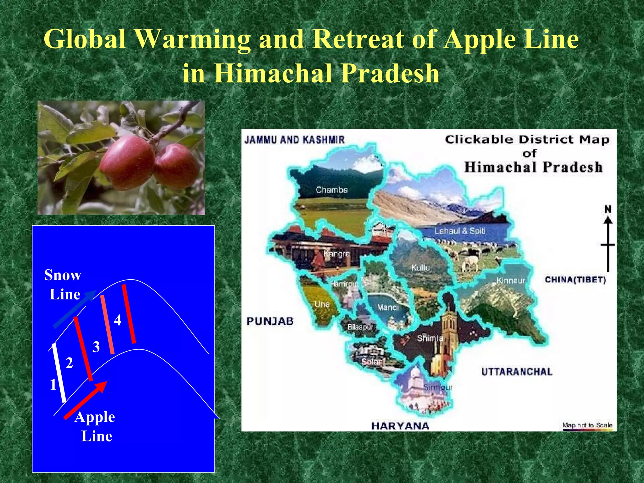Global Warming and Retreat of Apple Line in Himachal Pradesh                                        1 2 3 4 Snow  Line Apple  Line 