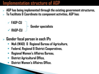 Ethiopia Agricultural Growth Program experiences in the gender perspective