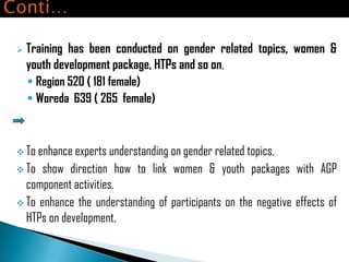 Ethiopia Agricultural Growth Program experiences in the gender perspective