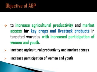 Ethiopia Agricultural Growth Program experiences in the gender perspective