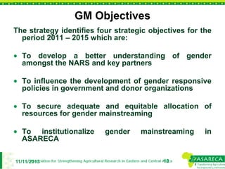 Gender mainstreaming in agricultural research for development: Experiences from ASARECA