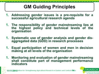 Gender mainstreaming in agricultural research for development: Experiences from ASARECA