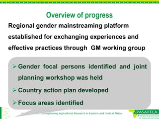Gender mainstreaming in agricultural research for development: Experiences from ASARECA